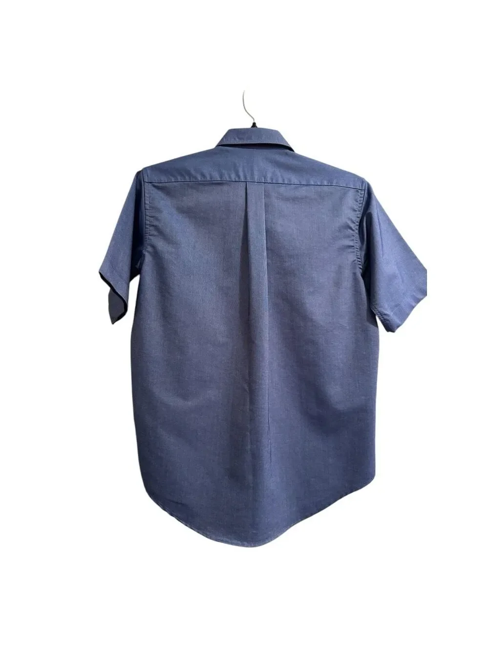Lands End Button Down Shirt Boys 16 Blue Short Sleeves Button Collar